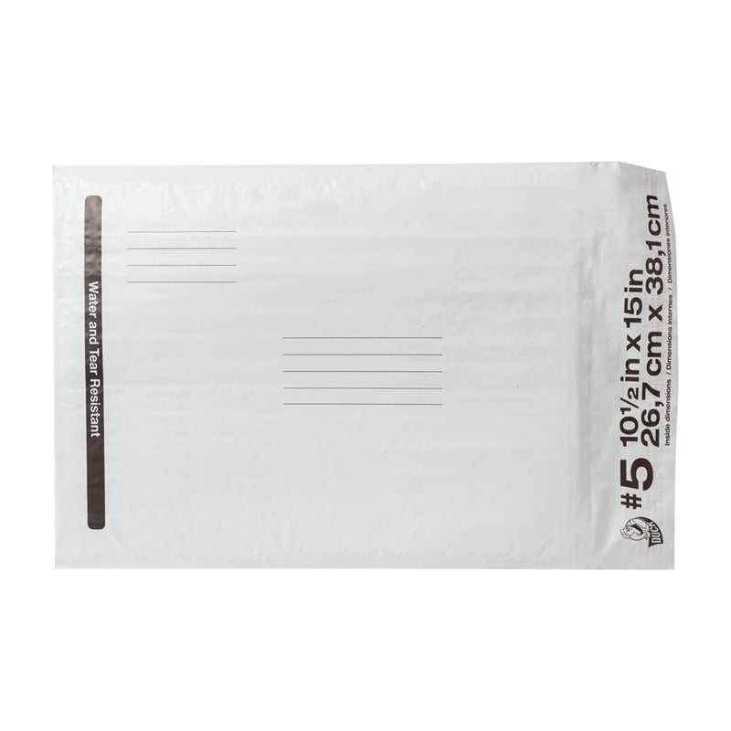 Duck Brand #5 Poly Bubble Mailer, 10.5" x 15", White, 25-Pack - Image 2